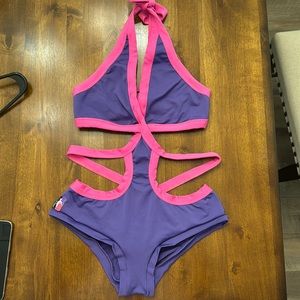 Bad Kitty Pole Dance Purple and Pink Bodysuit